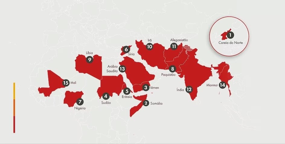 Gráfico da Lista Mundial da Perseguição 2026 da Portas Abertas