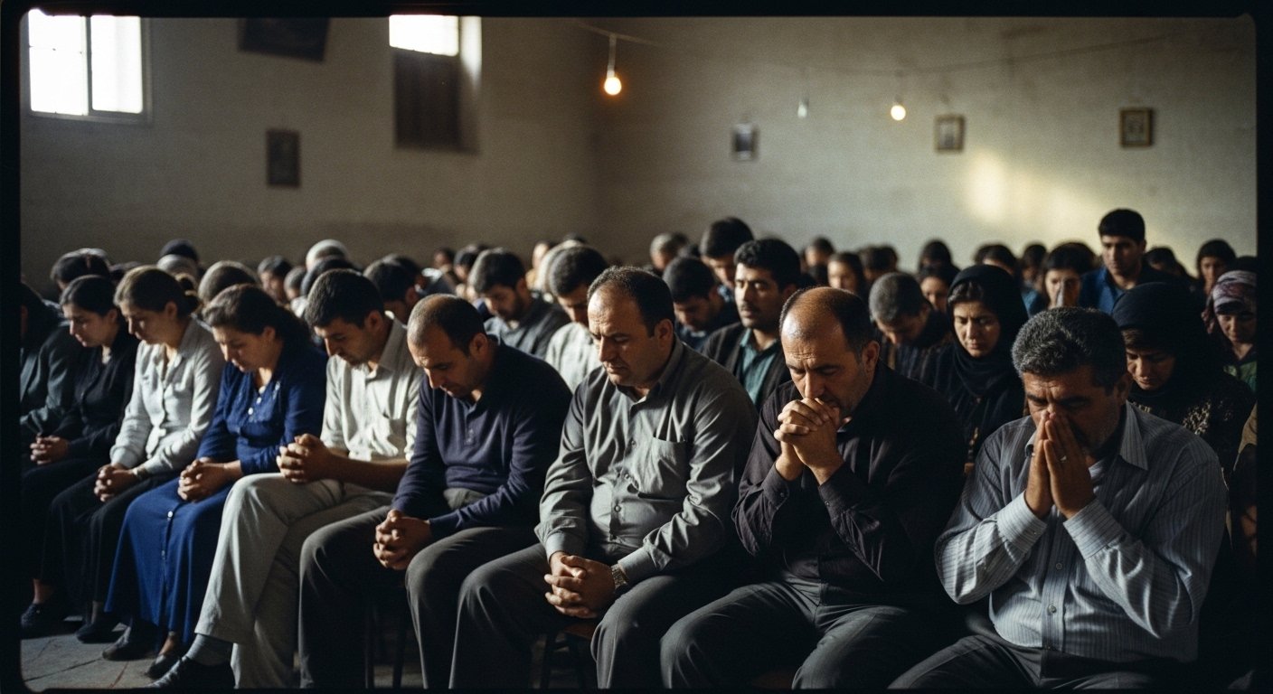 Cristãos iraquianos em Nínive em oração