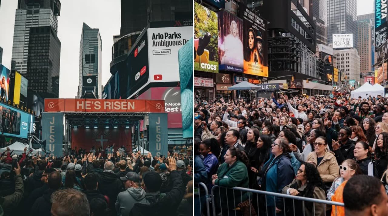 Culto de Páscoa na Times Square: Mais de 600 Vidas Transformadas pela Mensagem de Jesus 1 Culto de Páscoa