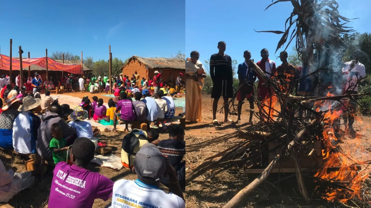 120 pessoas se convertem ao cristianismo e queimam objetos de feiti... 1 120 pessoas aceitam